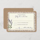 Rustieke lavendel en kant bruiloft reactie Kaart (Voorkant / Achterkant)