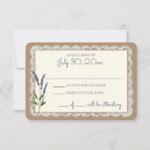 Rustieke lavendel en kant bruiloft reactie Kaart (Voorkant)