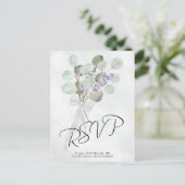 Rustieke Lavendel Eucalyptus Boeket Bruiloft RSVP Briefkaart (Staand voorkant)