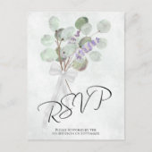 Rustieke Lavendel Eucalyptus Boeket Bruiloft RSVP Briefkaart (Voorkant)