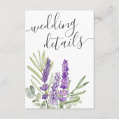 Rustieke Lavendel & Eucalyptus bruiloft detail Informatiekaartje (Voorkant)