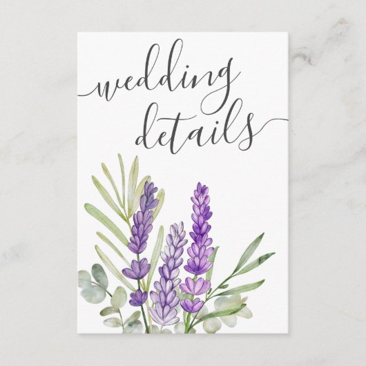 Rustieke Lavendel & Eucalyptus bruiloft detail Informatiekaartje (Voorkant)