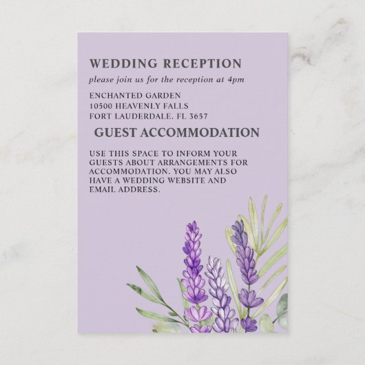 Rustieke Lavendel & Eucalyptus bruiloft detail Informatiekaartje (Achterkant)