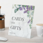 Rustieke Lavendel Eucalyptus Bruiloft Kaart en ges Reclamebord Met Voetstuk (Insitu)