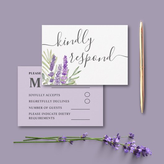 Rustieke Lavendel & Eucalyptus bruiloft RSVP
