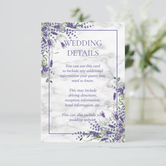 Rustieke Lavendel Eucalyptus Groener bruiloft deta Informatiekaartje (Staand voorkant)