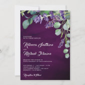 Rustieke Lavendel Eucalyptus QR Code Paarse Bruilo Kaart (Voorkant)