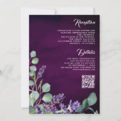 Rustieke Lavendel Eucalyptus QR Code Paarse Bruilo Kaart (Achterkant)
