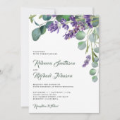 Rustieke Lavendel Eucalyptus QR Code Trouwen Kaart (Voorkant)