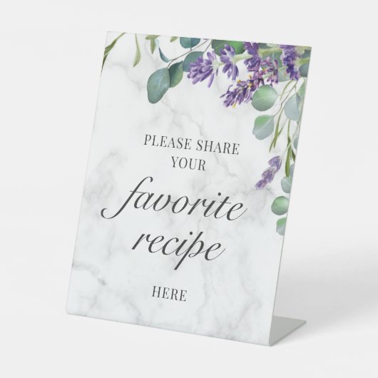 Rustieke Lavendel Eucalyptus Recept Kaarten hier Reclamebord Met Voetstuk (Voorkant)