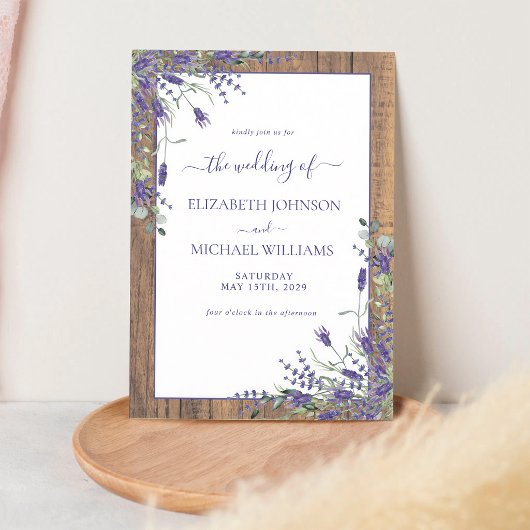 Rustieke Lavendel Eucalyptus Schuur Bruiloft Kaart