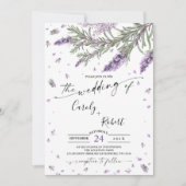 Rustieke Lavendel Floral bruiloft uitnodiging (Voorkant)