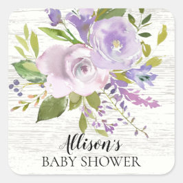 Rustieke Lavendel Flowers Baby shower Envelope Sea Vierkante Sticker