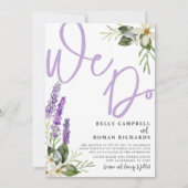 Rustieke Lavendel & Foliage Waterverf Bruiloft Kaart (Voorkant)