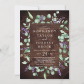 Rustieke Lavendel Houten Bloemen Alles In Een Huwe Kaart (Voorkant)