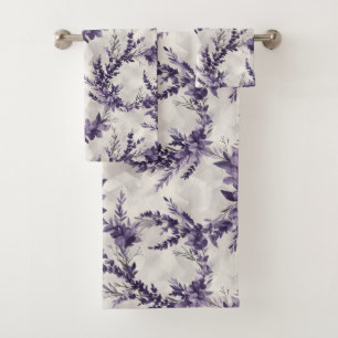 Rustieke lavendel krans waterverf stijl patroon bad handdoek