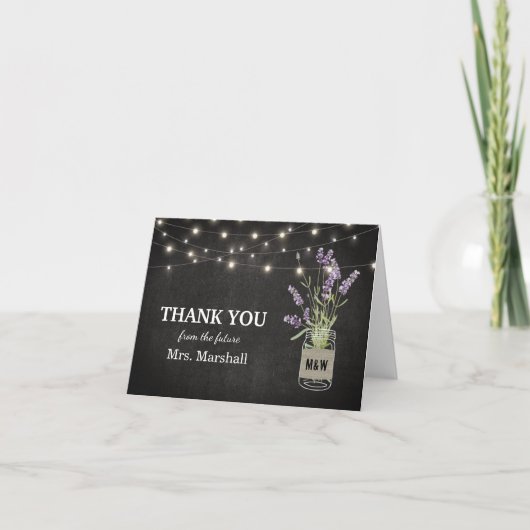 Rustieke Lavendel Lichtjes Bruidsdiner Bedankt (Voorkant)