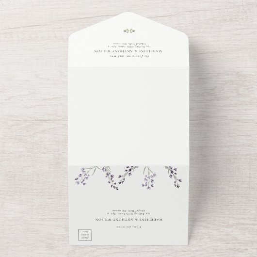 Rustieke Lavendel Maaltijd RSVP Modern Romantisch All In One Uitnodiging (Buitenkant)