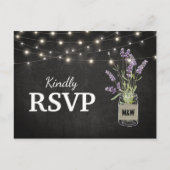 Rustieke Lavendel Mason Jar Lights Bruiloft RSVP Uitnodiging Briefkaart (Voorkant)