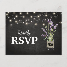 Rustieke Lavendel Mason Jar Lights Bruiloft RSVP Uitnodiging Briefkaart
