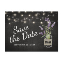 Rustieke Lavendel Mason Jar Lights Save the Date