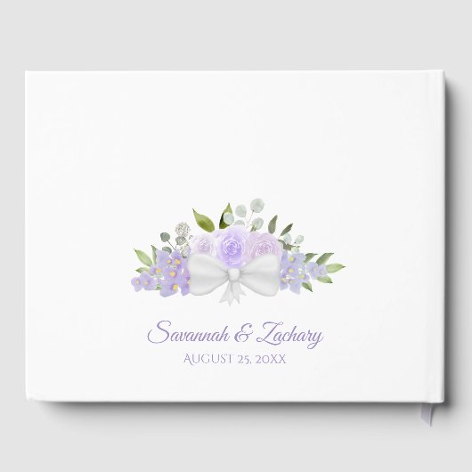 Rustieke Lavendel Paarse Bloemen Boho Chic Bruilof Gastenboek (Achterkant)