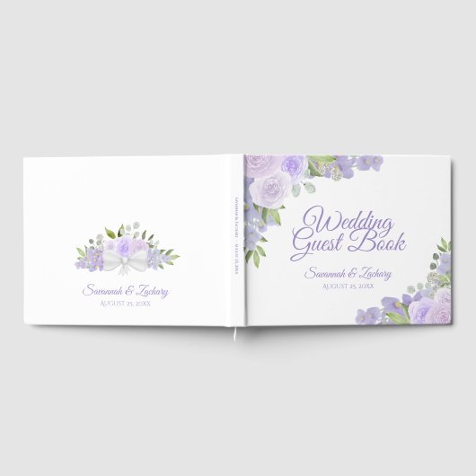 Rustieke Lavendel Paarse Bloemen Boho Chic Bruilof Gastenboek (Volledig)