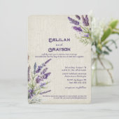 Rustieke Lavendel Paarse Bloemen Bruiloft Kaart (Staand voorkant)