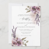 Rustieke Lavendel Paarse Bloemen Chic Elegante Huw Kaart (Voorkant)