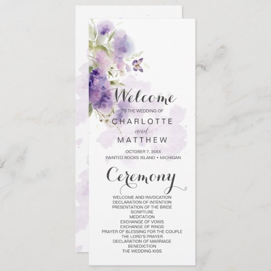 Rustieke Lavendel Paarse Bloemen Programma (Voorkant / Achterkant)