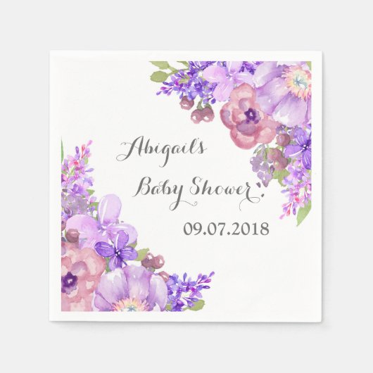 Rustieke Lavendel Paarse Floral Baby shower servet (Voorkant)