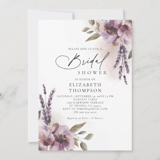 Rustieke Lavendel Paarse Floral Chic Vrijgezellenf Kaart (Voorkant)