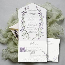 Rustieke Lavendel RSVP Details Modern Chic Wedding All In One Uitnodiging