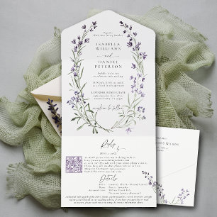 Rustieke Lavendel RSVP Details Modern Chic Wedding All In One Uitnodiging