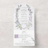 Rustieke Lavendel RSVP Details Modern Chic Wedding All In One Uitnodiging (Binnen)