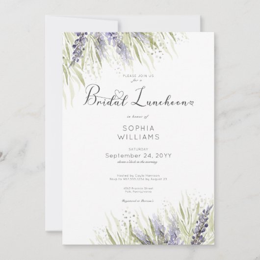 Rustieke Lavendel & Sage Bruidslunch Kaart (Voorkant)