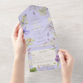 Rustieke Lavendel Sage Wildbloemen Lavendel Detail All In One Uitnodiging (Afscheurbaar)