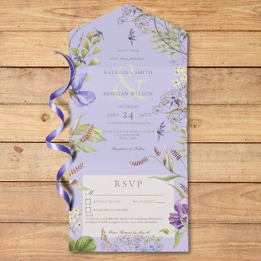 Rustieke Lavendel Sage Wildbloemen Lavendel Detail All In One Uitnodiging