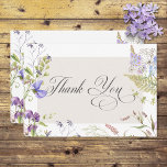Rustieke Lavendel & Sage Wildbloemen Wit Bedankkaart<br><div class="desc">Introductie van onze prachtige rustieke bruiloft dank u kaart, gemaakt om de essentie van uw speciale dag vast te leggen met zijn betoverende ontwerp. Afbeelding een strak wit decor, dat een serene en romantische toon zet voor uw feest. De uitnodiging is versierd met een delicaat lijst etherische wilde bloemen in...</div>
