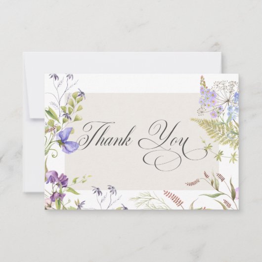 Rustieke Lavendel & Sage Wildbloemen Wit Bedankkaart (Voorkant)