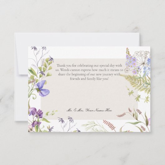 Rustieke Lavendel & Sage Wildbloemen Wit Bedankkaart (Achterkant)