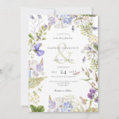 Rustieke Lavendel & Sage Wildbloemen Wit Kaart (Voorkant)