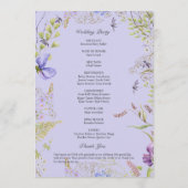 Rustieke Lavendel Sage Wildflowers Lavendel Weddin Programmakaart (Achterkant)