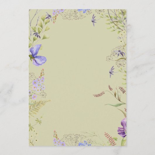 Rustieke Lavendel & Sage Wildflowers Sage Wedding Menu (Achterkant)