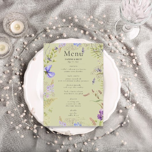 Rustieke Lavendel & Sage Wildflowers Sage Wedding Menu
