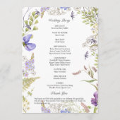 Rustieke Lavendel & Sage Wildflowers Witte Huwelij Programmakaart (Achterkant)
