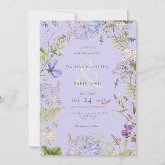 Rustieke Lavendel & Salie Wildbloemen Lavendel Kaart (Voorkant)