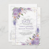 Rustieke Lavendel Sering Goud Bloemendesign Vertra Aankondigingskaart (Voorkant / Achterkant)