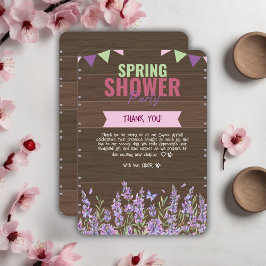 Rustieke Lavendel Spring Shower Party Baby shower Bedankkaart