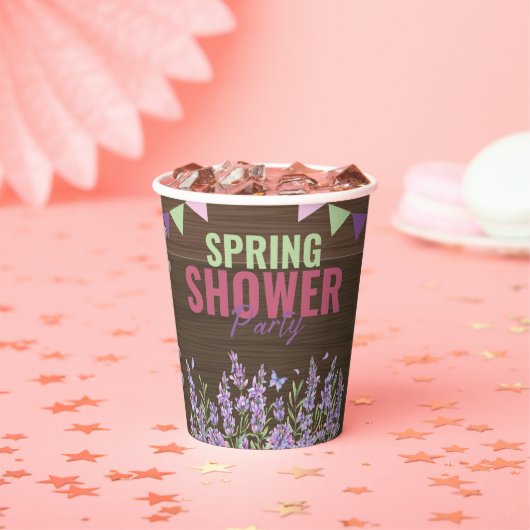 Rustieke Lavendel Spring Shower Party Baby shower Papieren Bekers (Insitu)